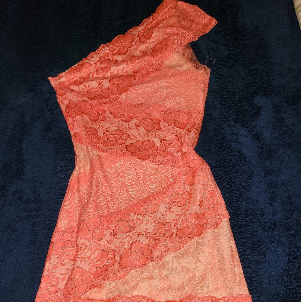 Orange Dress one shoulder